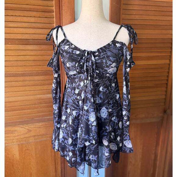 Dolls Kill Fairycore Garden Goth Coquette Funeral Rose Tunic Dress XS - Picture 1 of 7